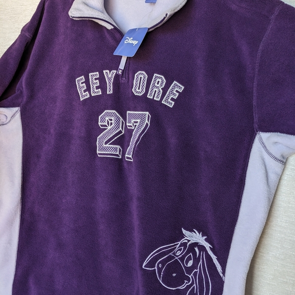 Disney VINTAGE Eeyore  Winnie The Pooh Purple 1/4 Zip Fleece Pullover Pocket NWT - Picture 15 of 15